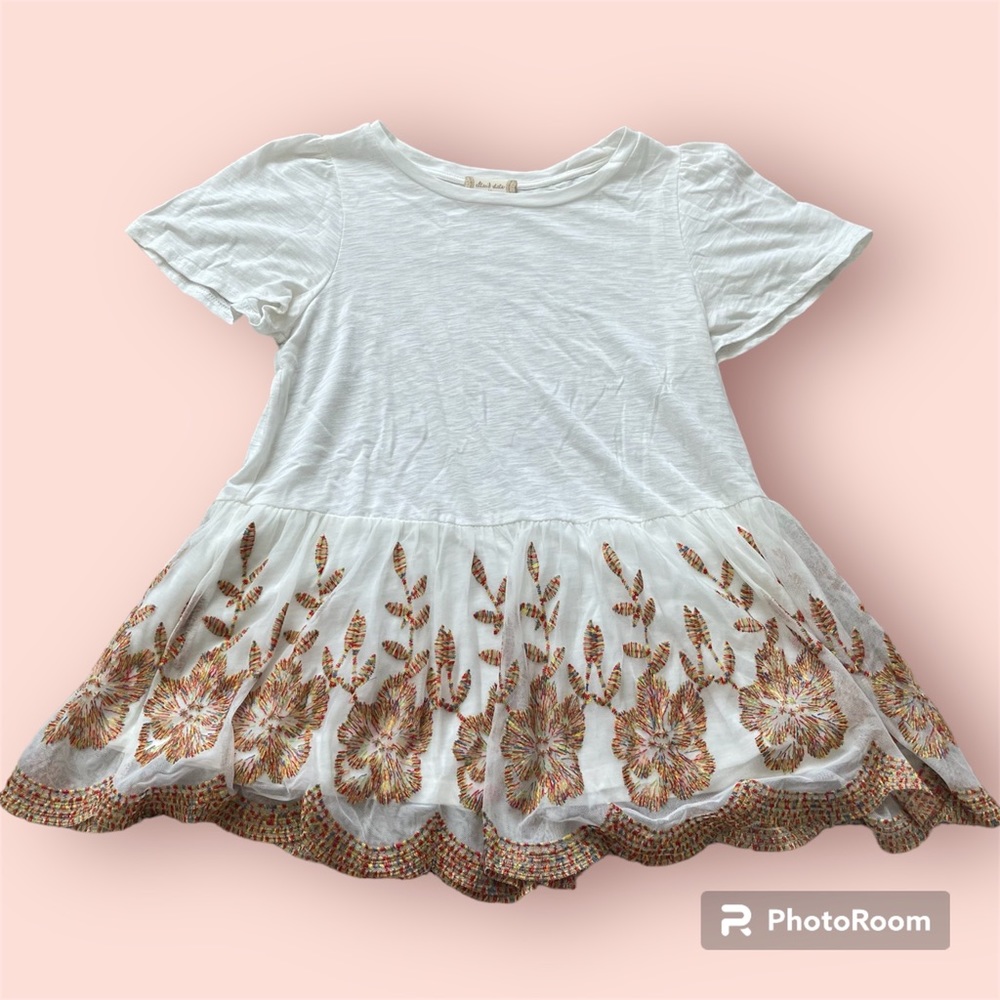 Altar’d State White Tee with Floral Hem